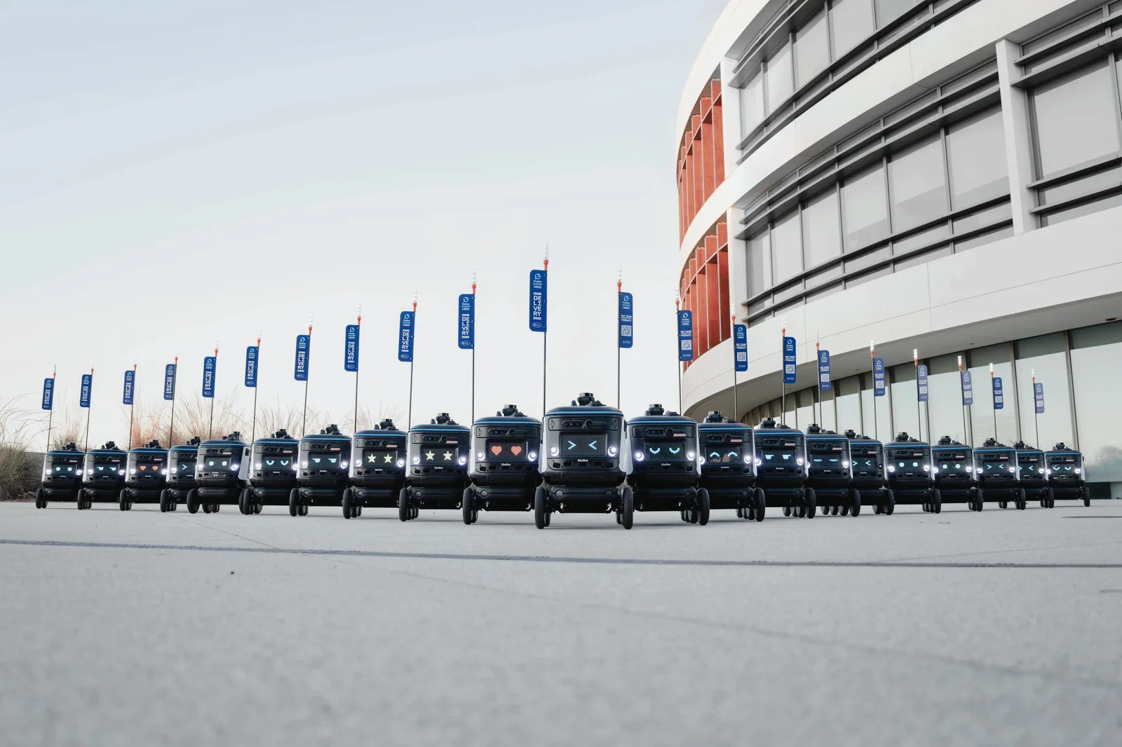 Fleet of delivery robots from a robotics-as-a-service company in Japan