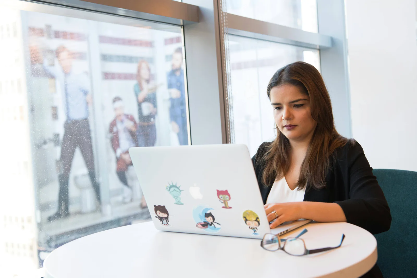 Woman working at laptop