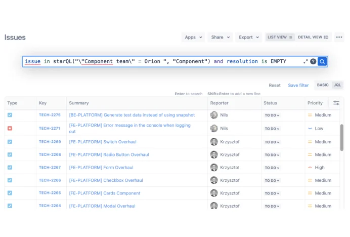 use StarQL to find your assets in Jira