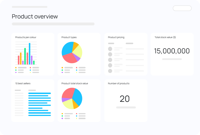 interface of a product information dashboard