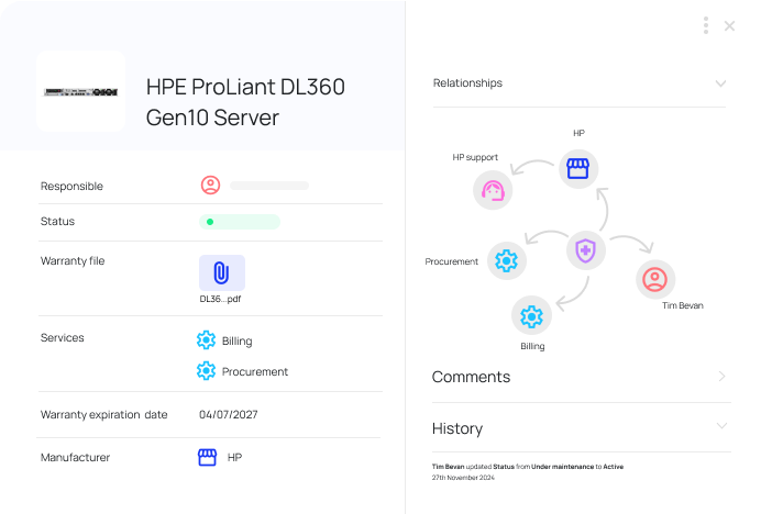 Details view - IT asset - server