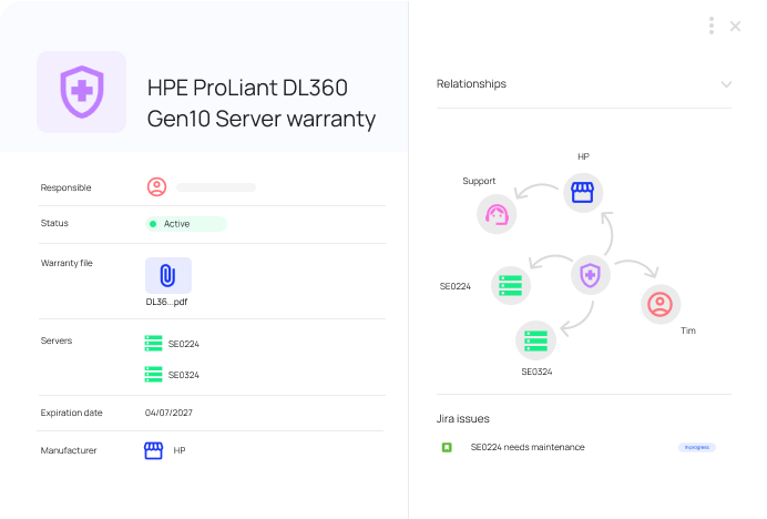 See detailed views of IT assets connected to Jira tickets