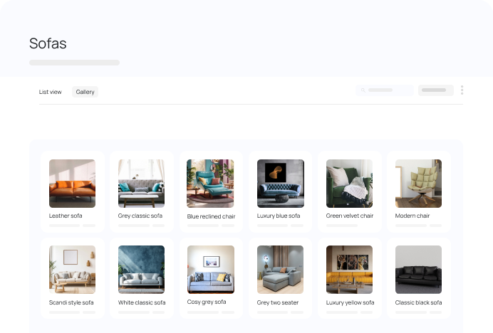 gallery view for product information