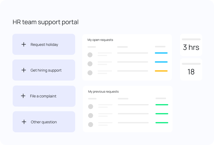 create unique enterprise service portals for submitting requests like this one for HR holiday requests, reporting problems and more