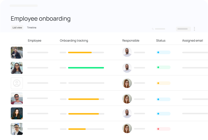 List view - baas - onboarding data