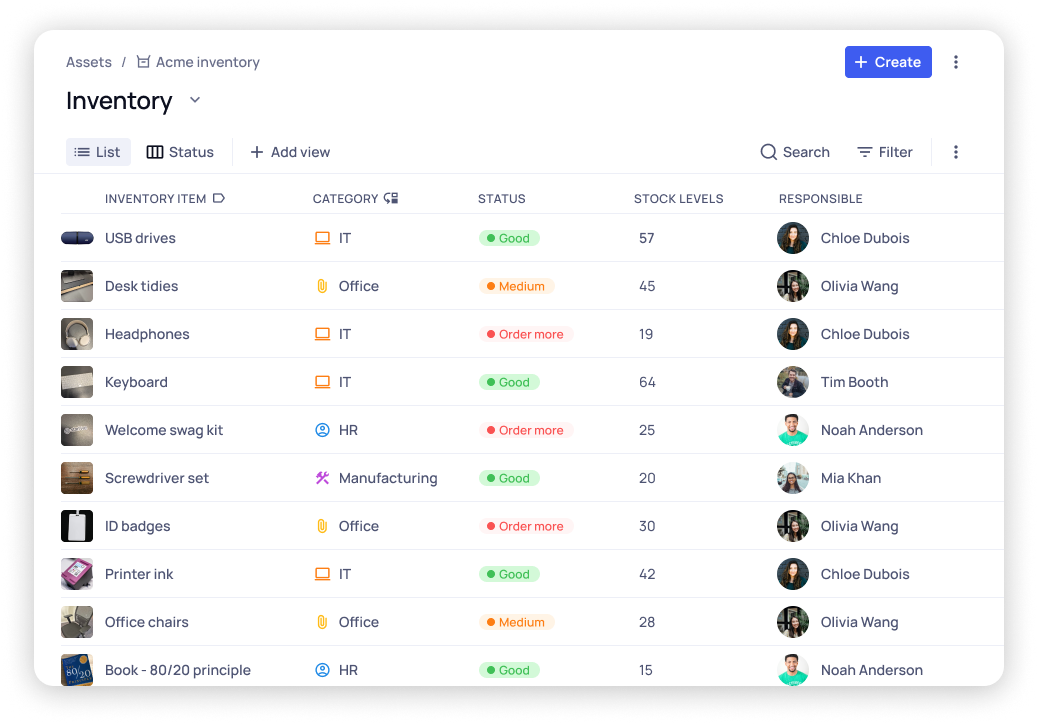 List view - inventory - generic
