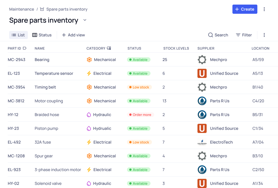 List view - inventory - industrial (1)