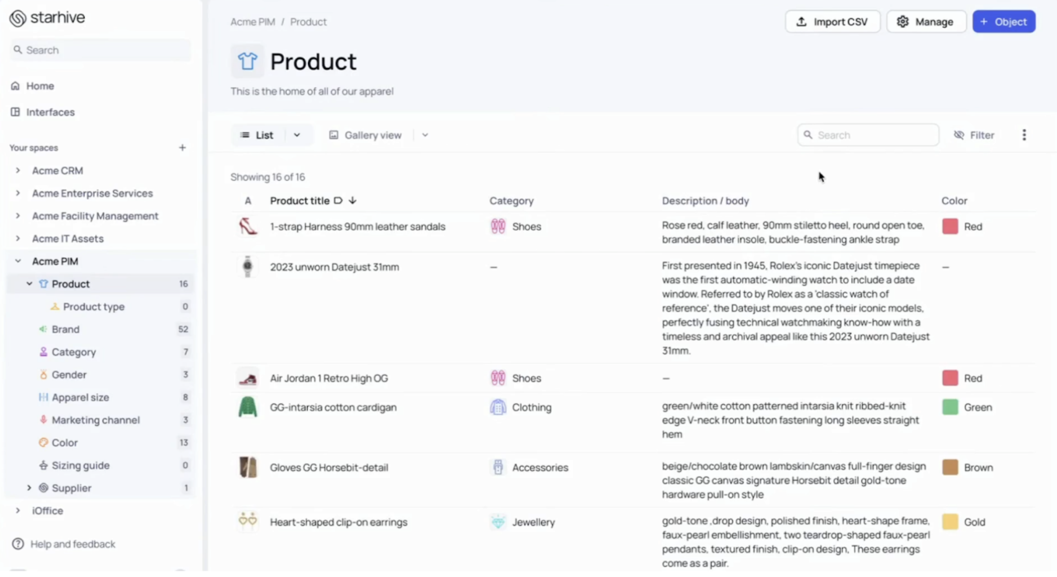 Starhive product dashboard