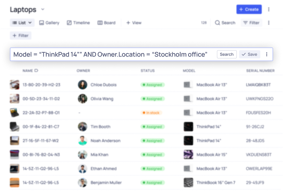 StarQL -  search - filters - IT asset